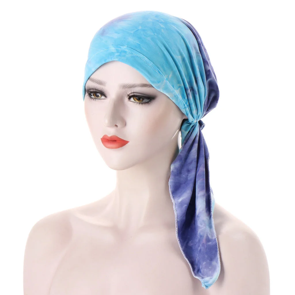 Women's Tie-Dye Muslim Turban Hat Cap