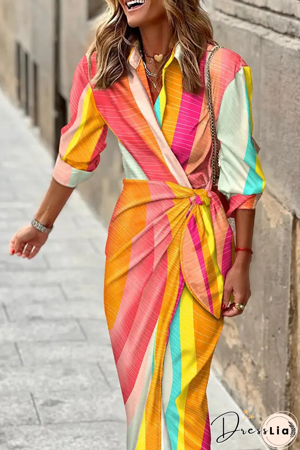 Fashion Print Patchwork Turndown Collar Shirt Dress Dresses(9 Colors)