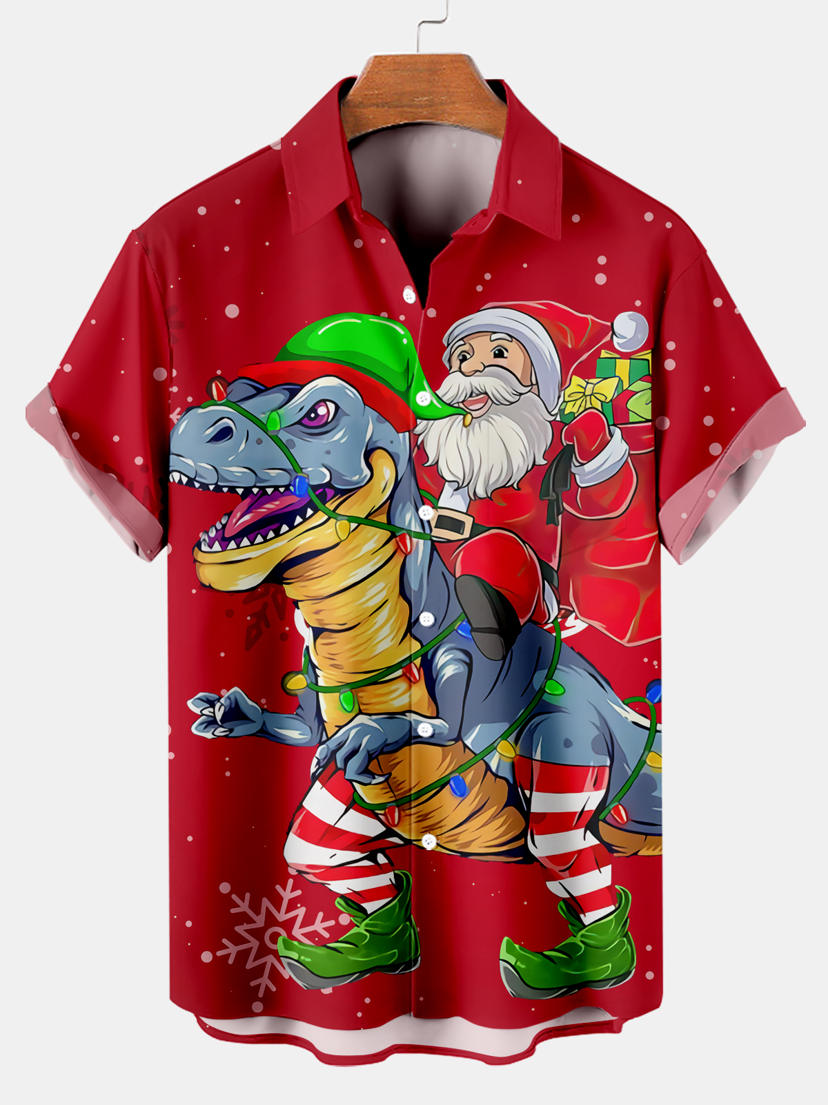 Men's Christmas Print Short Sleeve Shirt PLUSCLOTHESMAN