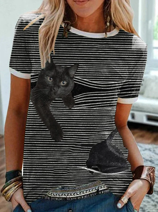 Cat print women T-shirt