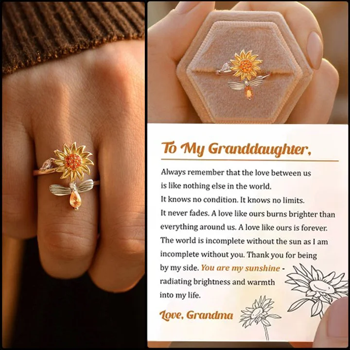 To My Granddaughter Sunflower Fidget Ring "You Are My Sunshine"