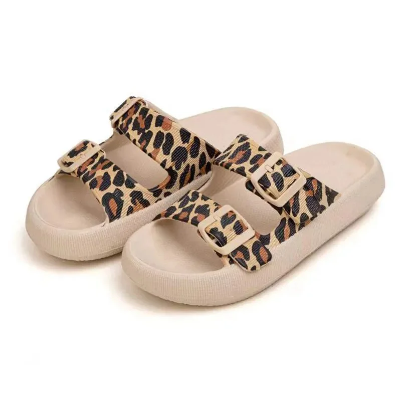 Zhungei Soft Sole Pillow Slides for Women Summer 2024 Double Buckle Thick Platform Slippers Woman Flat Heels Non Slip Flip Flops