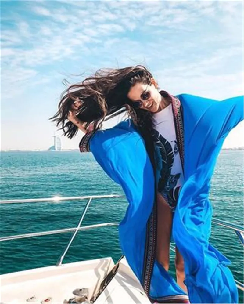 Uveng Uveng Side Embroidered Loose Beach Blouse Swimsuit Vacation Sun Protection Cardigan Beach Sun Protection Clothing