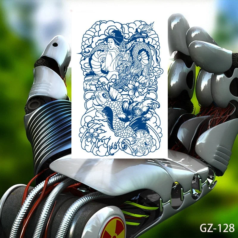 Temporary Waterproof Tattoos Stickers Sexy Mythical Dragon Girl Fox Mask Juice Ink Lasting Arm Back Body Buttocks Fake Tatoo DIY