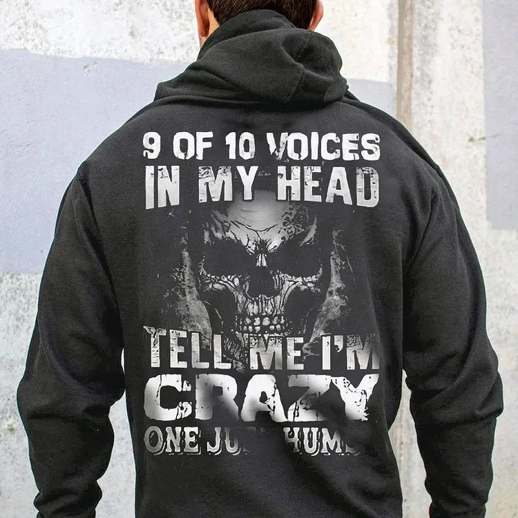 Men's Personalized Skull Letter Printed Casual Hoodie