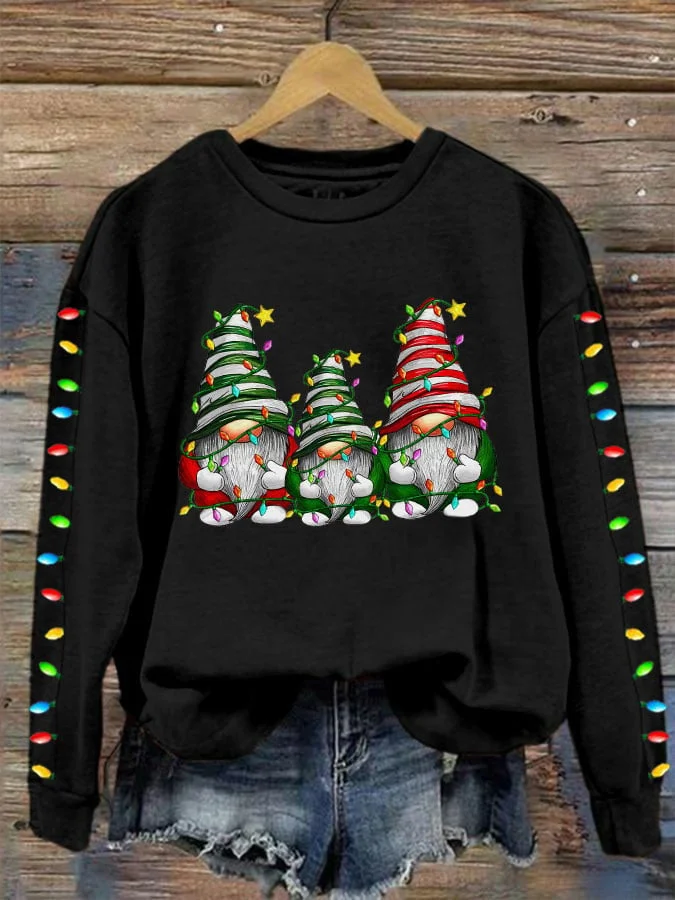 Women's Christmas Gnome Print Sweatshirt