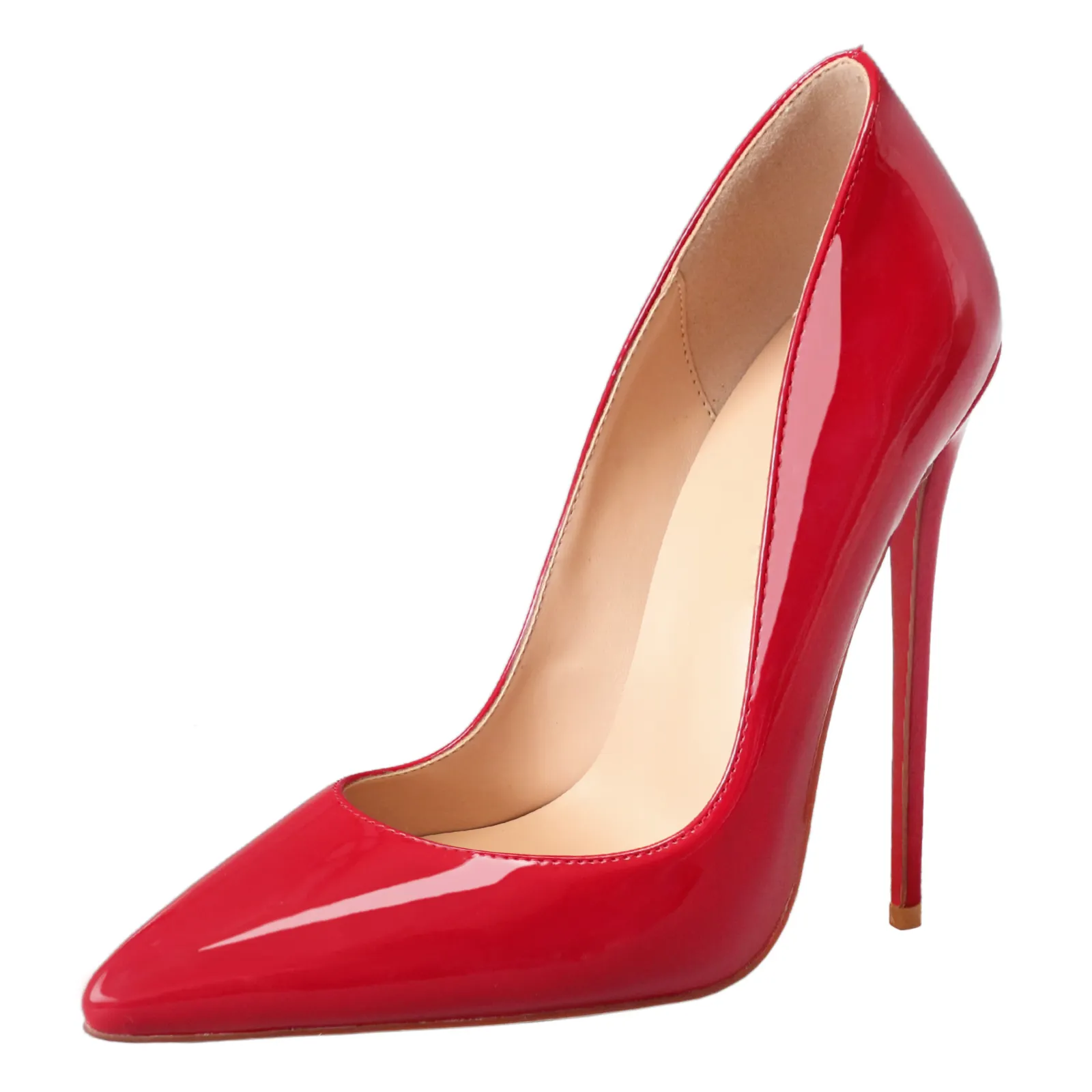 120mm Women's Party Wedding Heels Red Patent Pumps-vocosishoes