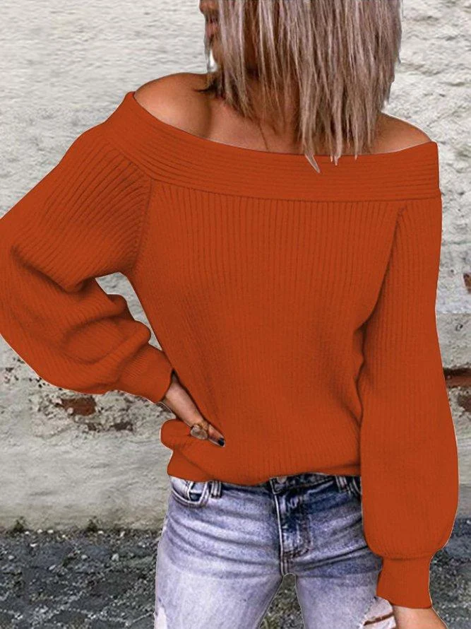 Vintage Off The Shoulder Loosen Sweater