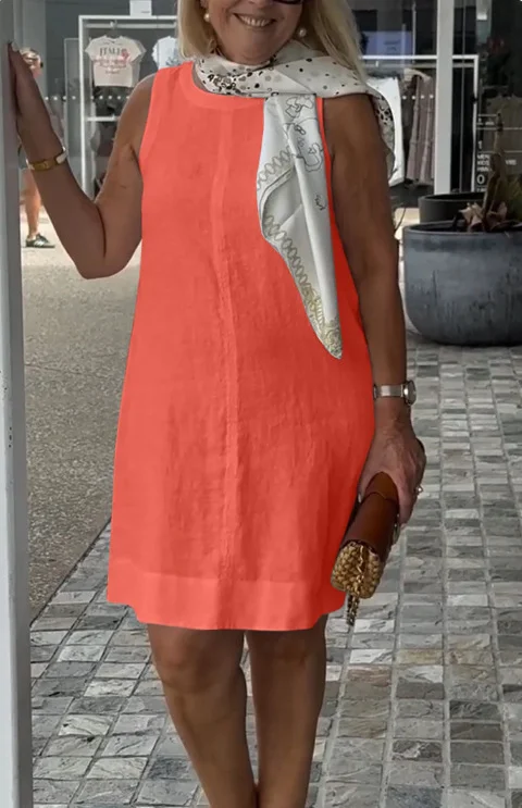 💃54% off this week💃Casual solid color round neck vest dress