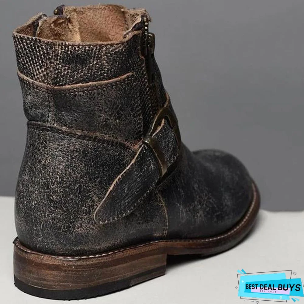 Fashion Zipper Low Heel Martin Boots