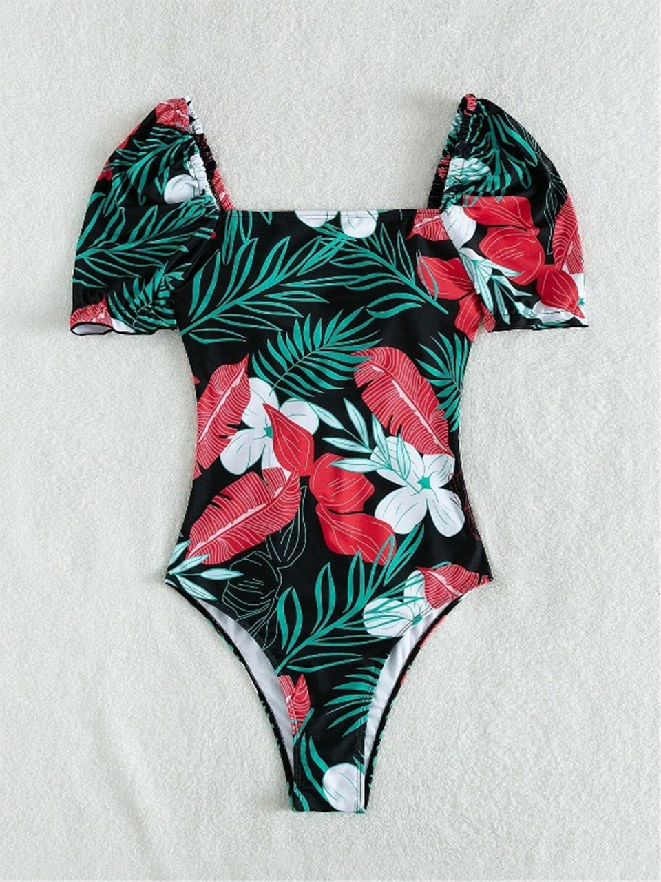 Wimawait Tropical Print Swimwear Women 2025 One Piece Swimsuit Sexy Drawstring Back Bodysuit Female Bathers Bathing Swimming Beach Summer
