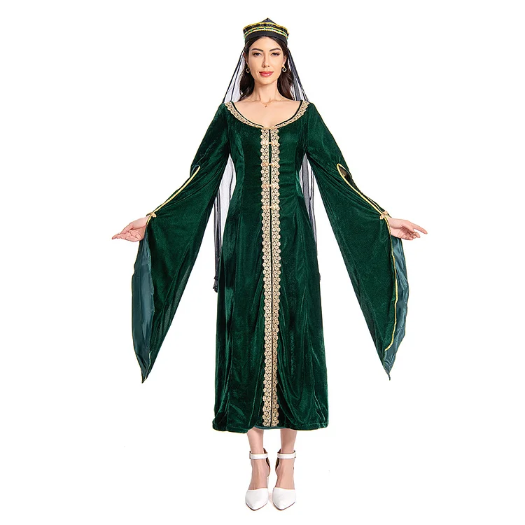 House Of The Dragon Season 2 (2024) Alicent Hightower Green Velvet Dress Outfits Cosplay Costume Halloween Carnival Suit