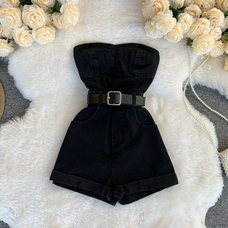 Churchf Churchf Overalls Jumpsuit Women's New High Waist Skinny Wide Leg Shorts Small Casual Jumpsuit Hot Pants