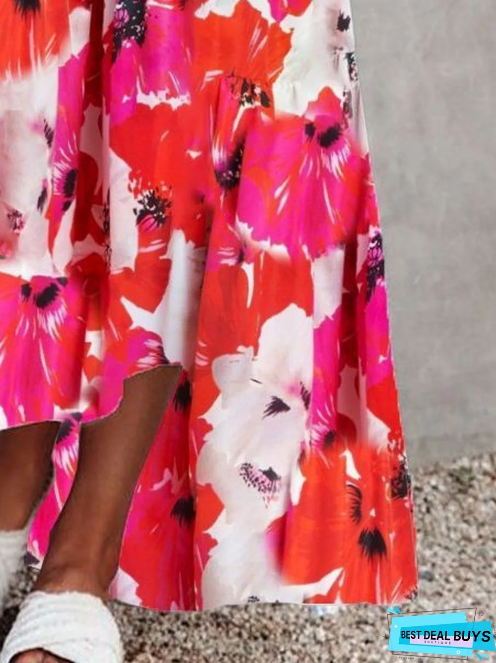 Floral Sleeveless Boho Shift Weaving Dress