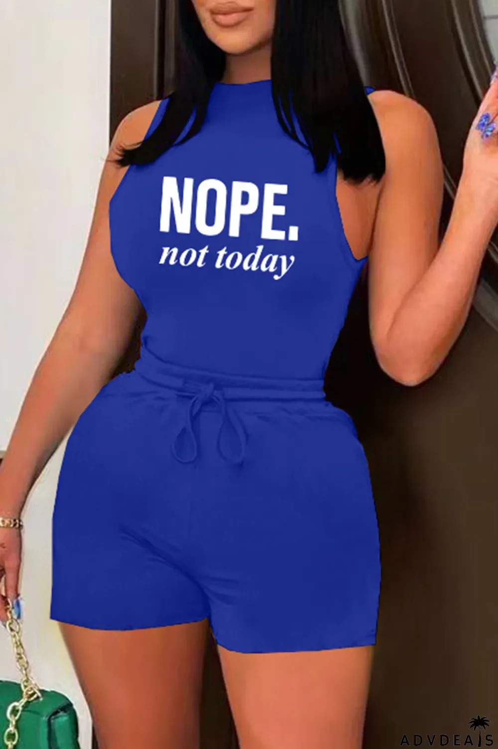 Black Casual Letter Print Basic O Neck Sleeveless Two Pieces