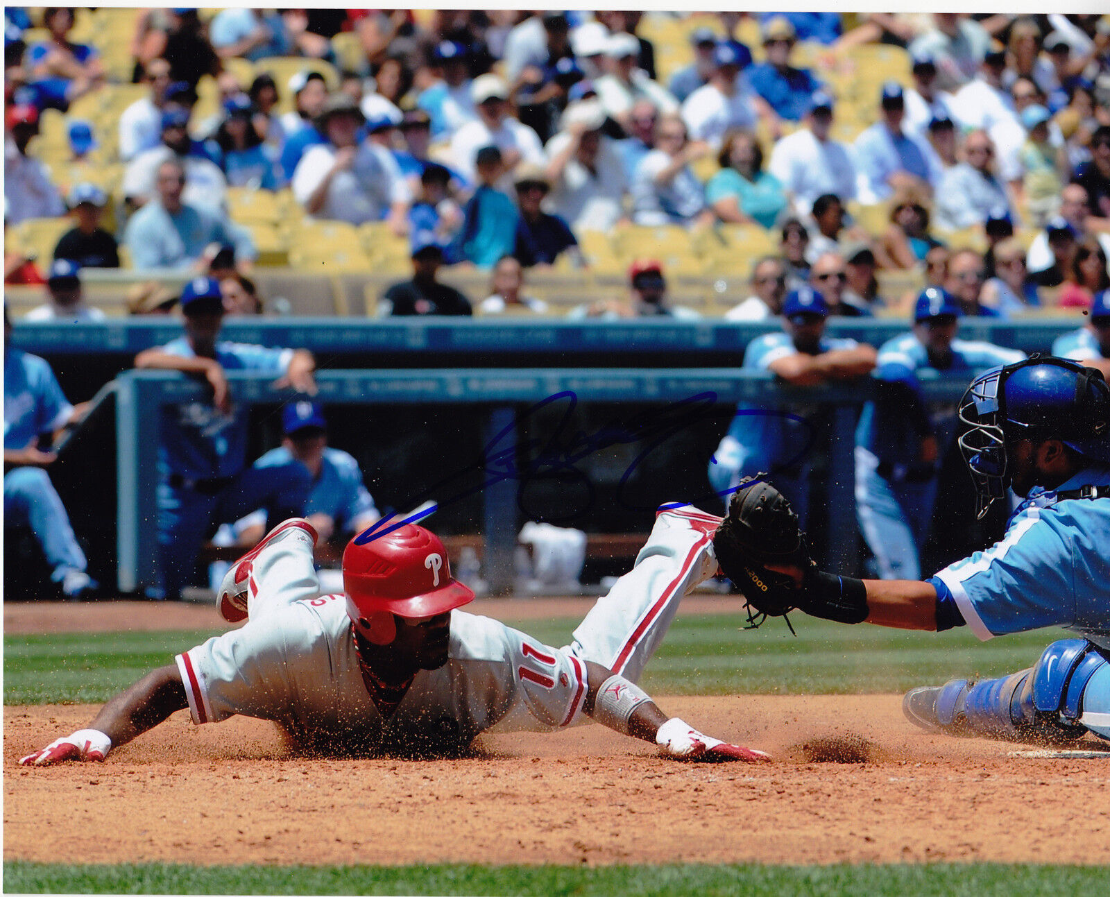 JIMMY ROLLINS PHILADELPHIA PHILLIES ACTION SIGNED 8x10