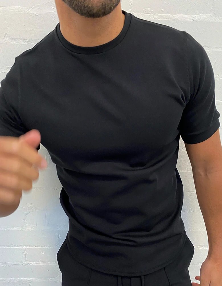 Solid Color Round Neck T-shirt