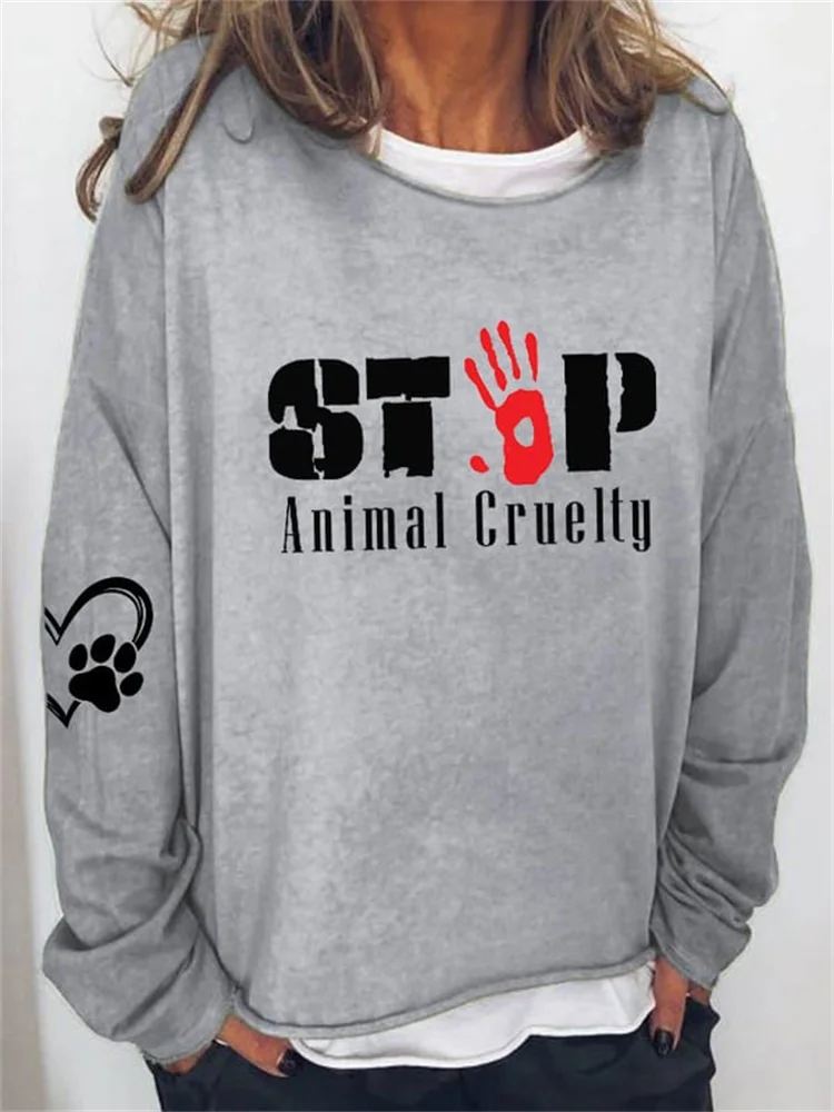 Stop Animal Cruelty Handprint Casual Sweatshirt