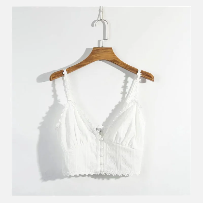 Ueong New INS Super Hot Three-Dimensional Lace V-Collar Women's Single Buckle Short Blouse With V-Collar