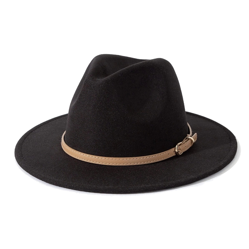 Fashion Flat Top Hat Women’s British French Socialite Elegant Felt Hat Autumn And Winter Warm Jazz Hat Men’s
