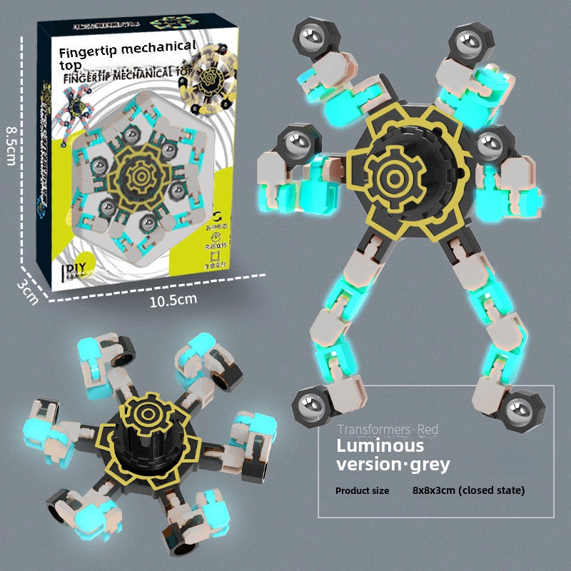 Gyro Toy Children’s Boy’s Transformable Luminous Puzzle Mechanical Fingertip Finger Rotation Decompression Boy’s Toy