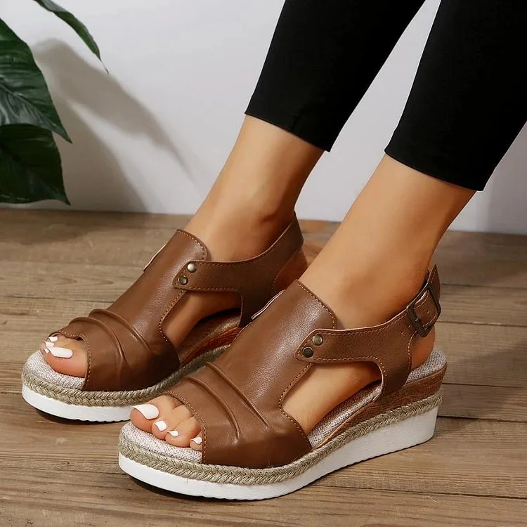 Women's Thick-Soled Buckle Wedge Sandals