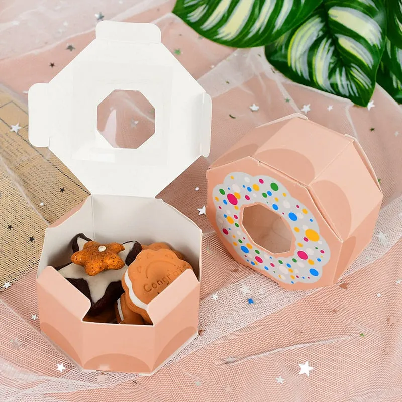 10pcs Donuts Paper Candy Chocolate Gift Box Sweet Bags Donut Theme Party Wedding Birthday Baby Shower Decoration Favors