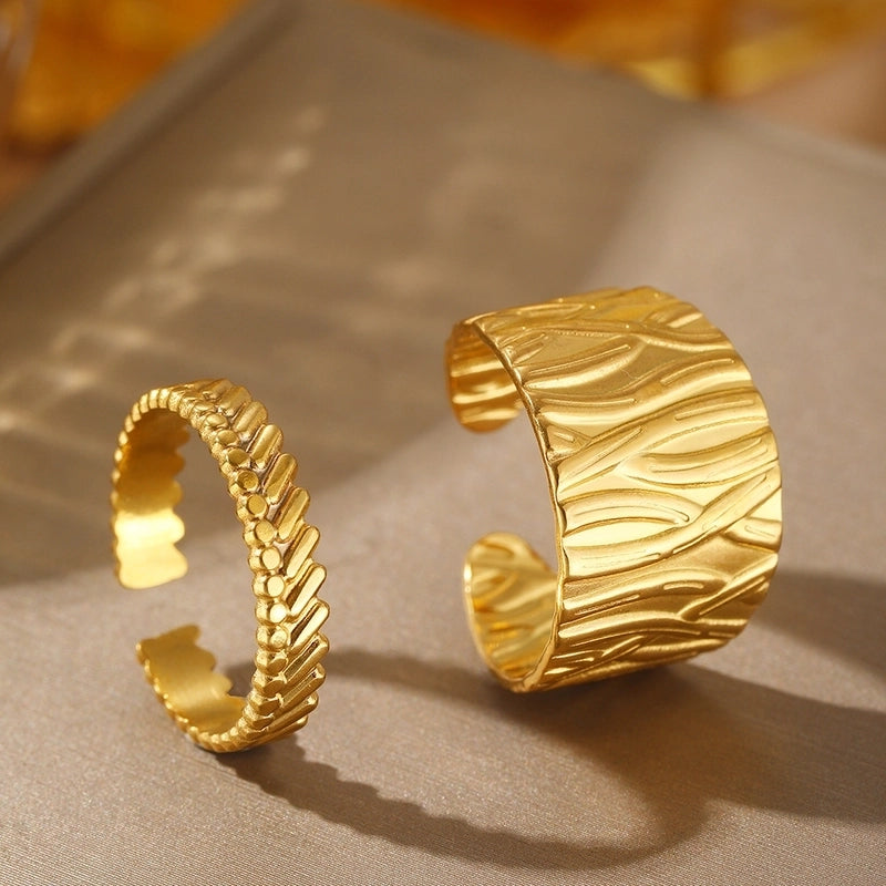 Minimalist Classic Style Solid Color 304 Stainless Steel Plating Rings