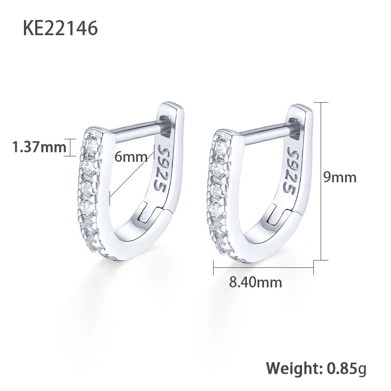 1 Pair White Gold Plated Gold Plated 925 Sterling Silver Zircon Geometric Earrings