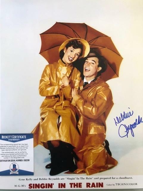 Debbie Reynolds Singin' in the Rain Original Signed 11X14 Photo Poster painting w/Beckett COA #8