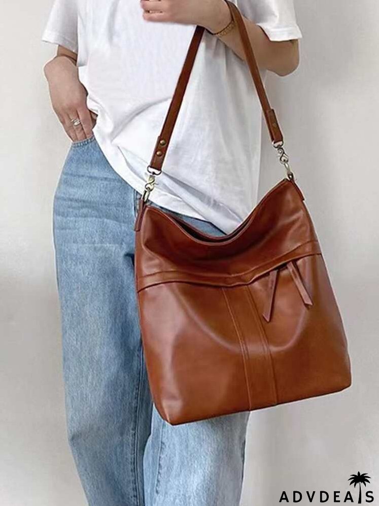 Double Zipper Large Capacity Bucket Bag