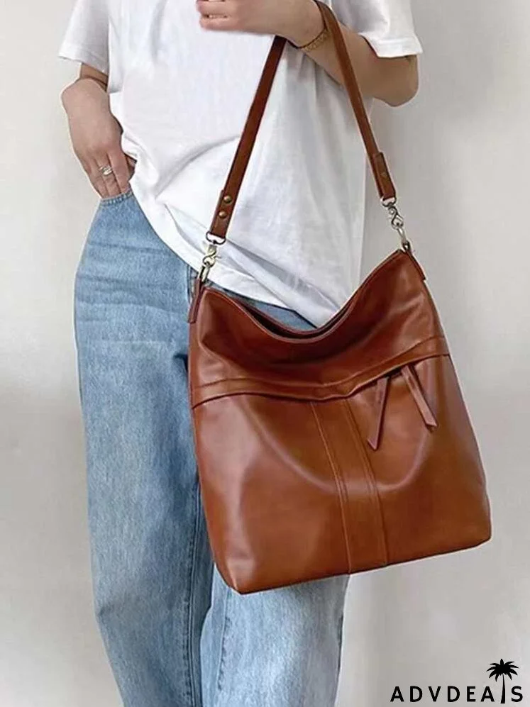 Double Zipper Large Capacity Bucket Bag
