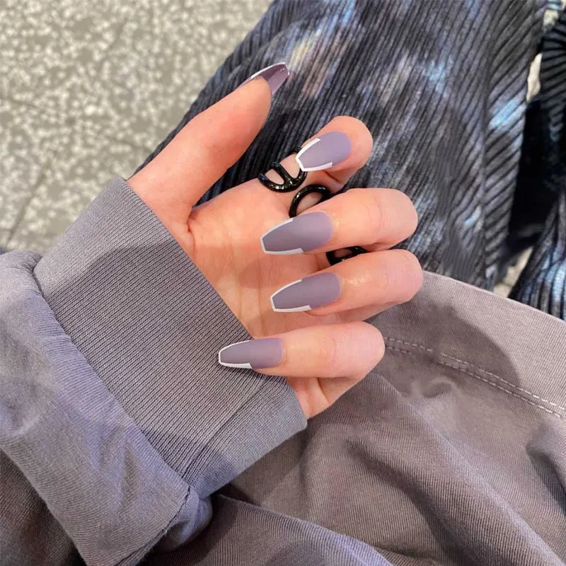 24pcs false press on nails pink color oval head Mid-length Wear  Finished product wearable full cover fake nail tips for girls-Nail Inspo