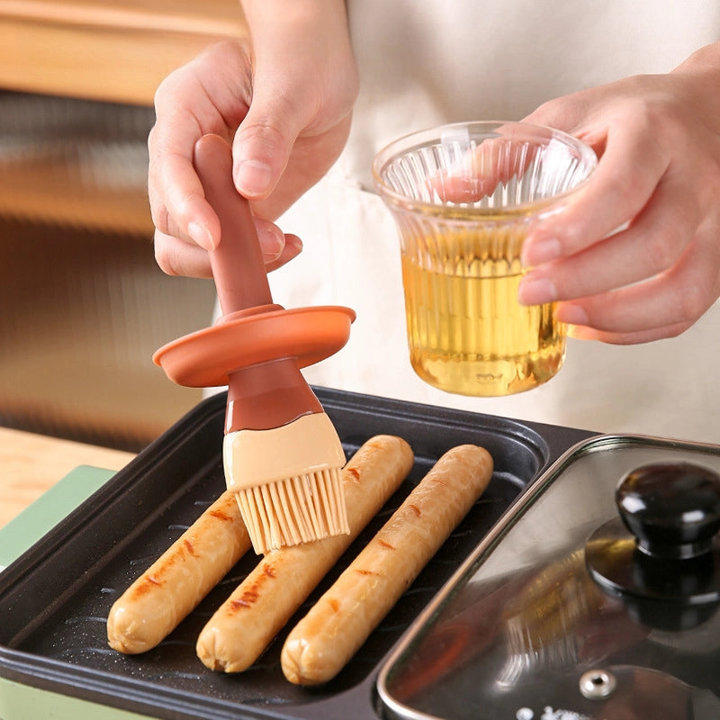 Oil Brush Household High Temperature Resistant Silicone Oil Brush With Bottle Kitchen Pancake Food Grade Barbecue Baking Integrated Oil Brush Bottle