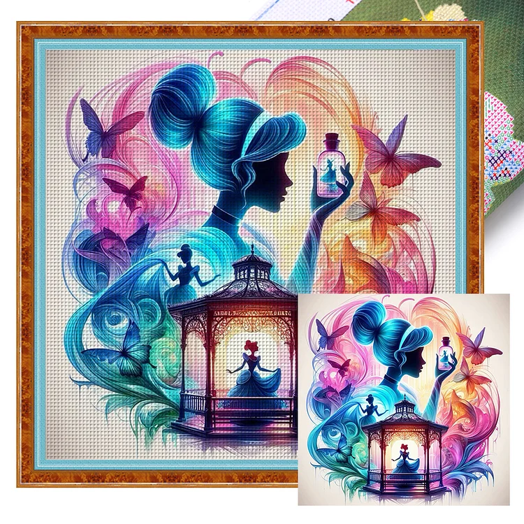 【Yishu Brand】Silhouette - Princess Cinderella (40*40cm) 11CT Stamped Cross Stitch gbfke