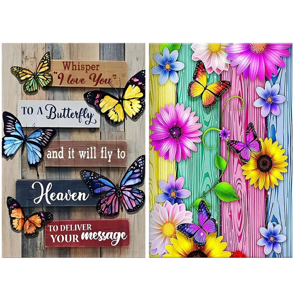 2pcs Diamond Painting - Full Round Drill - Butterfly(Canvas|40*60cm)