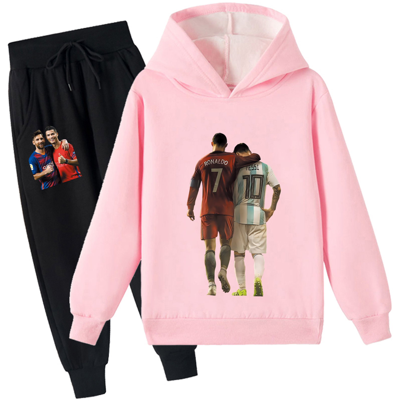 Mayoulove Cristiano Ronaldo Fleece Hoodie Set for Kids - Stylish Athletic Wear for Boys  Girls-Mayoulove