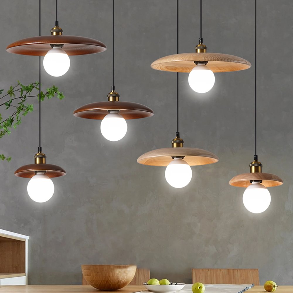 Nordic Wood Chandelier Single Head Bedside Pendant Lamp