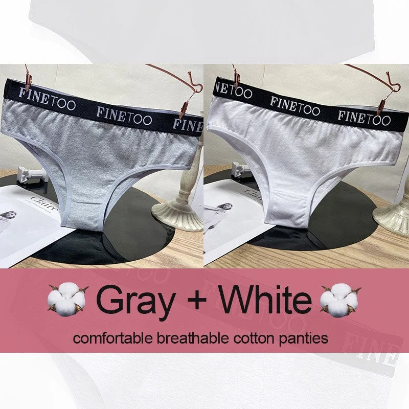 M-XXL Women's Panties Cotton Underwear Sexy Lingerie Panties Female Underpants Briefs Intimates Finetoo Cotton Pantys 2PCS/Set
