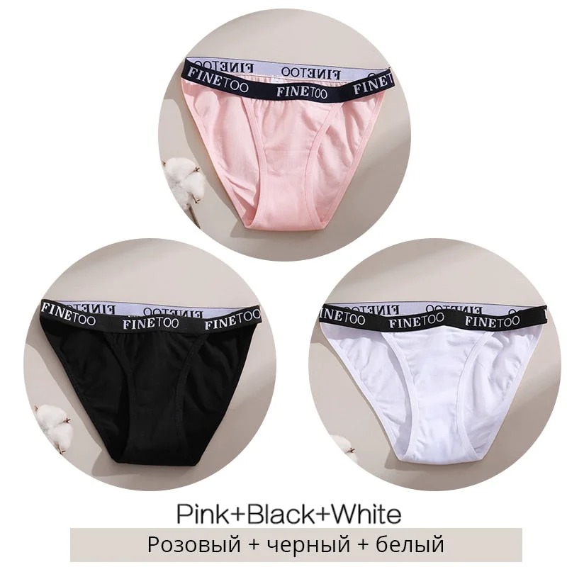 FINETOO M-XL Low Waist Underpants Women Letter Cotton Panties Soft Underwear Female Lingerie Ladies Briefs Girls Fashion Panty