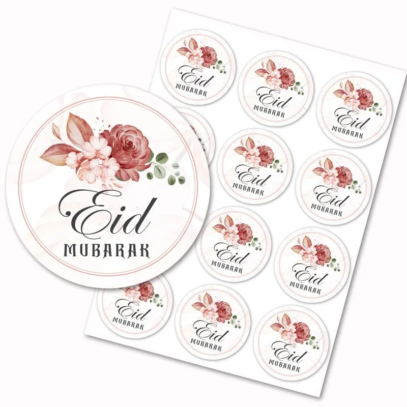 120pcs EID Mubarak Paper Sticker Gift Box Lable Seal Stickers Islamic Muslim Eid Al-fitr Decoration Ramadan Kareem Supplies 3cm