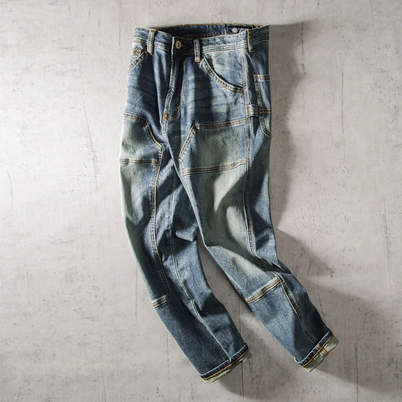 Vintage-paneled Denim Straight-leg Pants