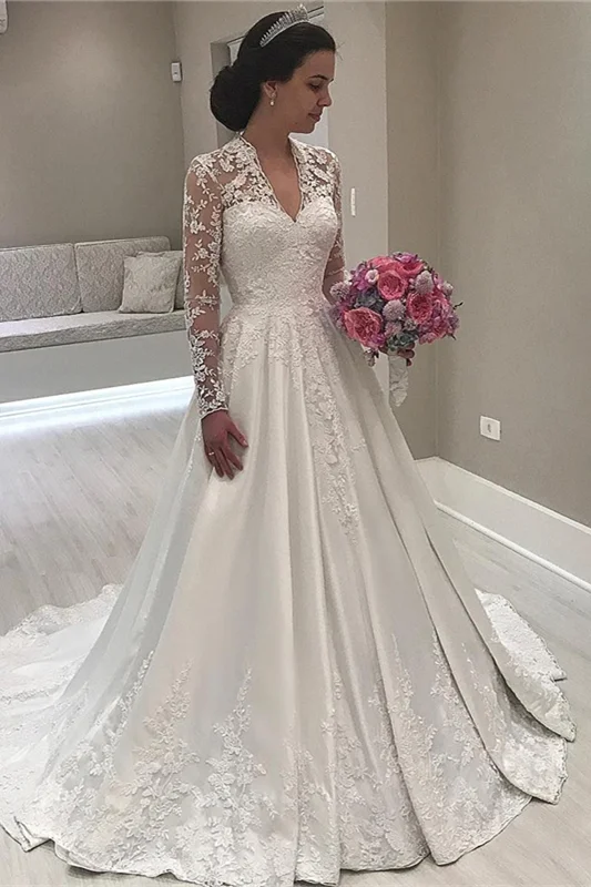 Sweetheart Long Sleeves Lace Appliques Mermaid Wedding Dress PD0939