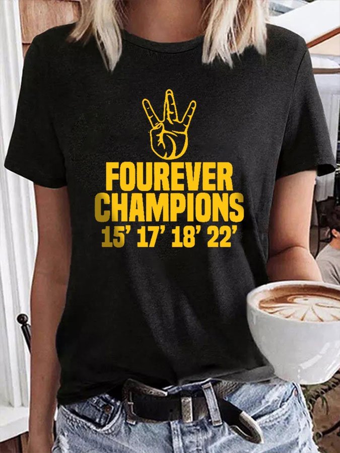 Golden State Warriors Fourever Champions Print T-Shirt