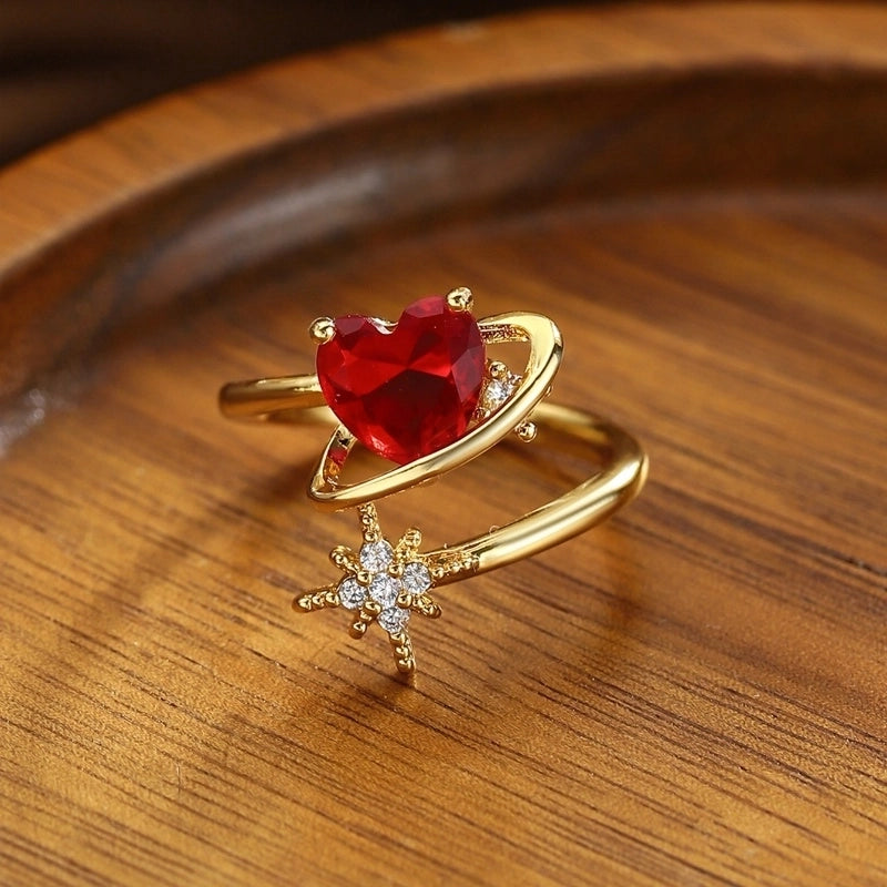 Copper Heart Shape Open Rings