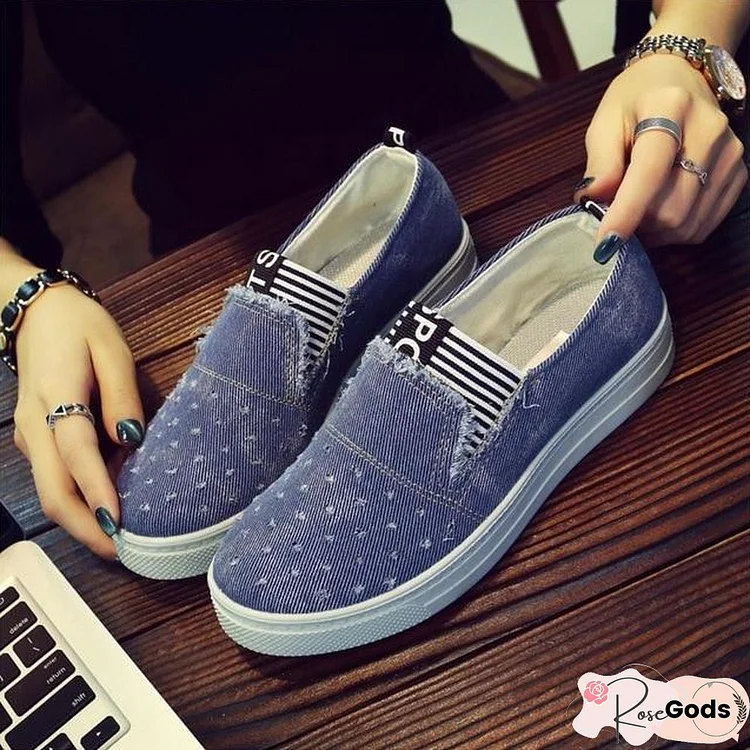 Women Denim Flats Casual Jeans Shoes Soft Flats Shoes