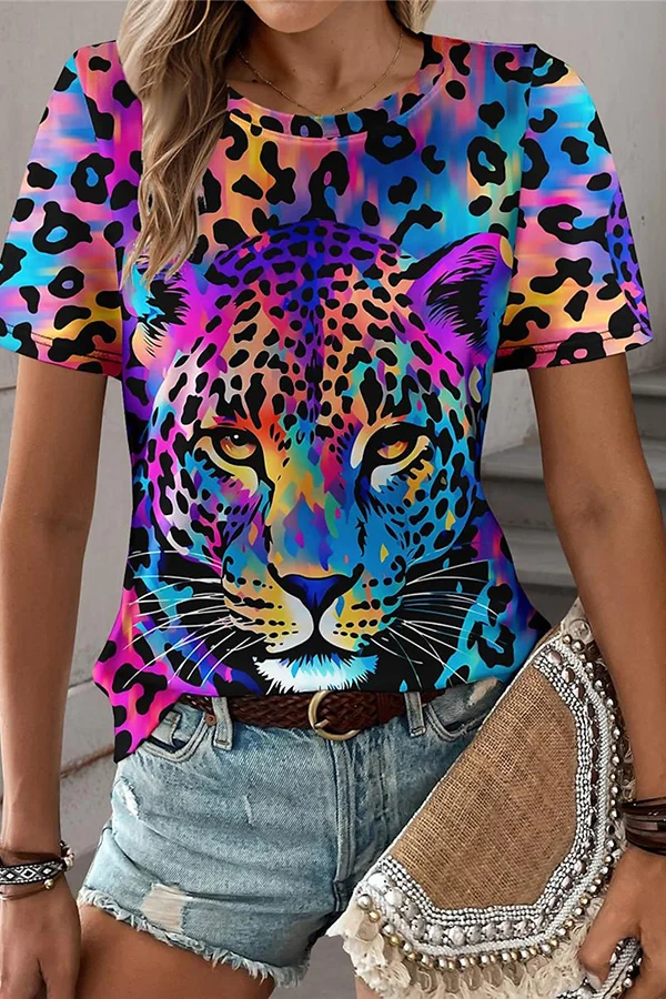 Women's T shirt Tee Leopard Daily Weekend