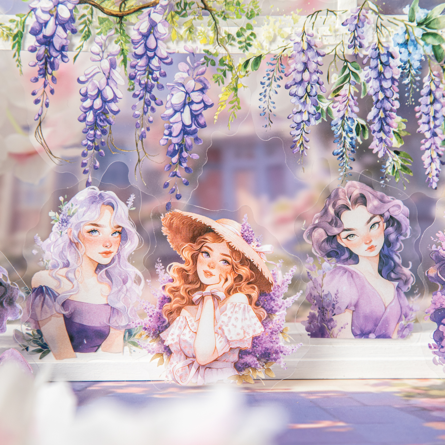 PET 스티커 - 루이젠 걸 시리즈 귀여운 캐릭터 식물 꽃