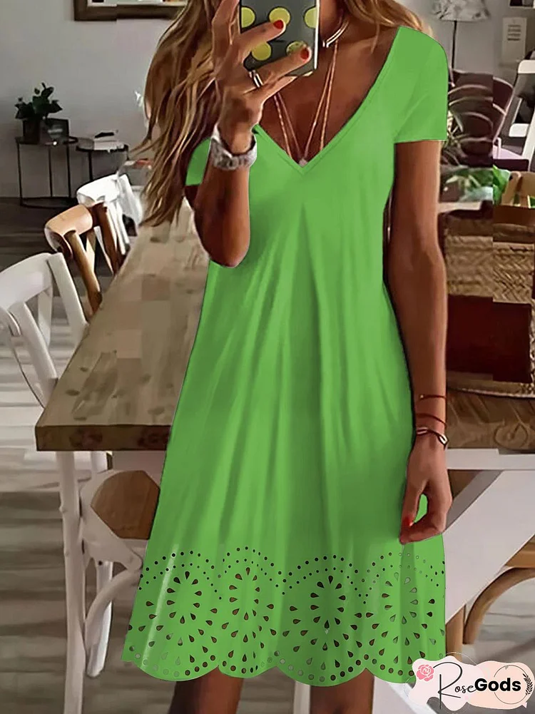 Casual Regular Fit Short Sleeve Knit Dress