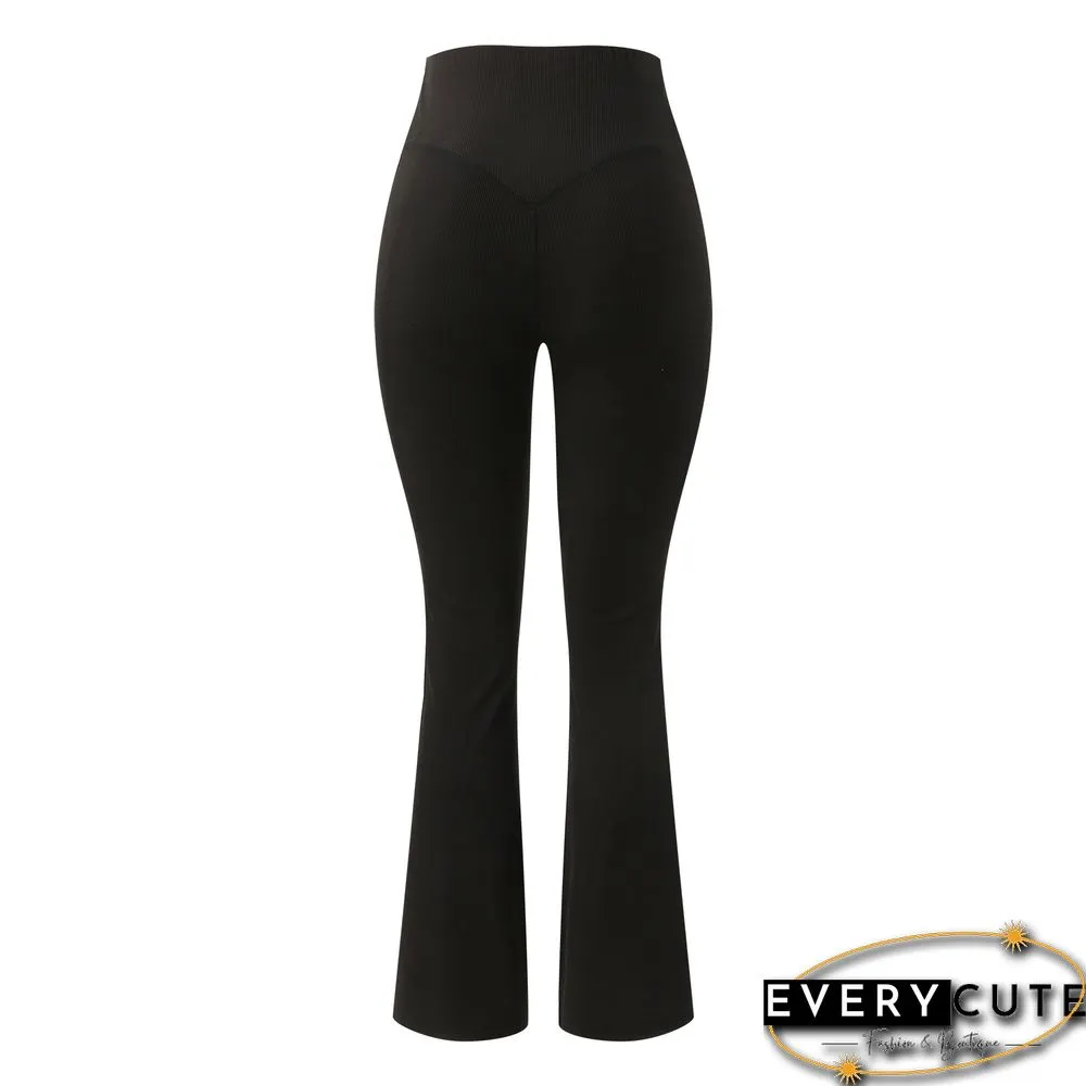 Black High Waist Tummy Control Flared Sports Pants